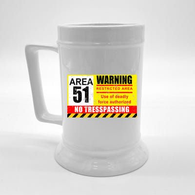 Restricted Area 51 No Trespassing Funny Beer Stein