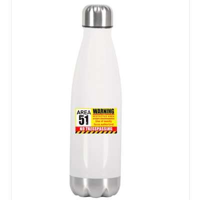 Restricted Area 51 No Trespassing Funny Stainless Steel Insulated Water Bottle