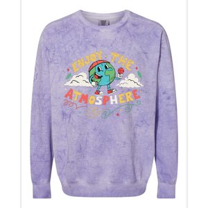 Retro Enjoy The Atmosphere Funny Earth Day Colorblast Crewneck Sweatshirt