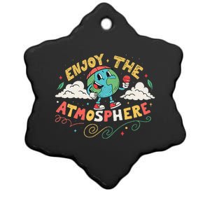 Retro Enjoy The Atmosphere Funny Earth Day Ceramic Star Ornament