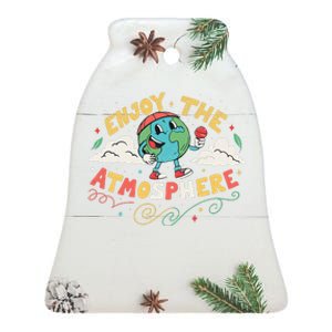 Retro Enjoy The Atmosphere Funny Earth Day Ceramic Bell Ornament