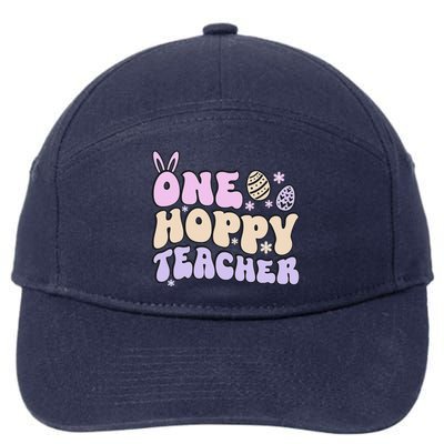 Retro Easter Teacher Cute Women Teachers One Hoppy Teacher 7-Panel Snapback Hat