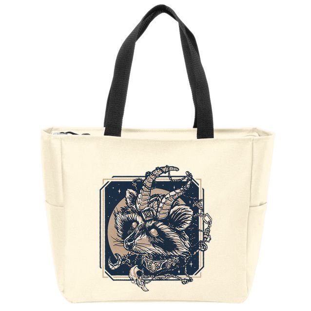 Raccoon Evil Third Eye Witchy Halloween Goth Racoon Zip Tote Bag