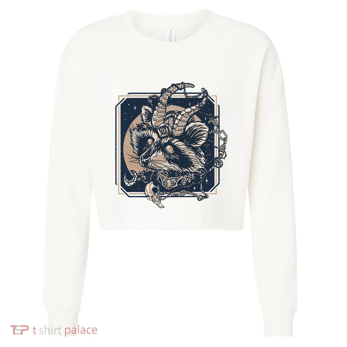 Raccoon Evil Third Eye Witchy Halloween Goth Racoon Cropped Pullover Crew