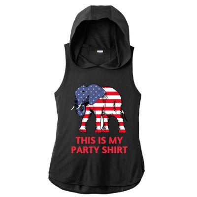 Republican Elephant This Is My Party Ladies PosiCharge Tri-Blend Wicking Draft Hoodie Tank