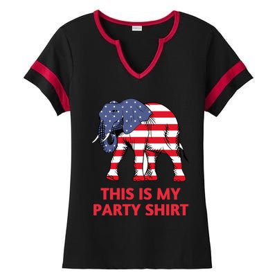 Republican Elephant This Is My Party Ladies Halftime Notch Neck Tee