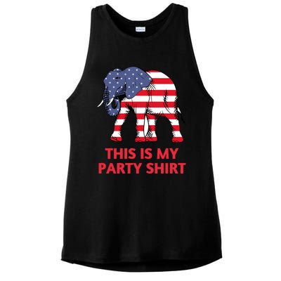 Republican Elephant This Is My Party Ladies PosiCharge Tri-Blend Wicking Tank