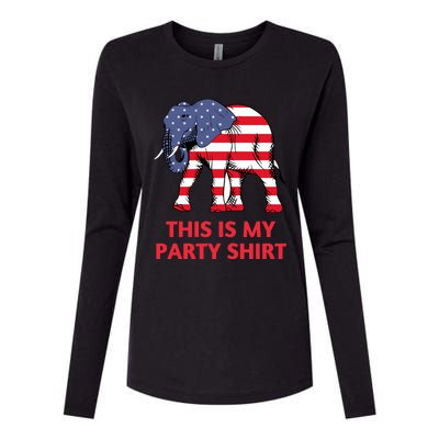 Republican Elephant This Is My Party Womens Cotton Relaxed Long Sleeve T-Shirt