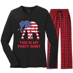 Republican Elephant This Is My Party Women's Long Sleeve Flannel Pajama Set 