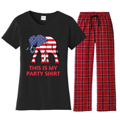 Republican Elephant This Is My Party Women's Flannel Pajama Set