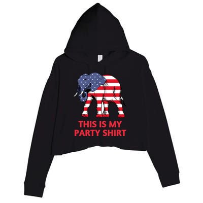 Republican Elephant This Is My Party Crop Fleece Hoodie