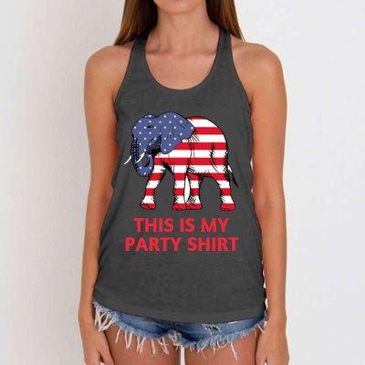 Republican Elephant This Is My Party Women's Knotted Racerback Tank