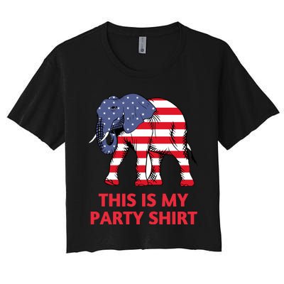 Republican Elephant This Is My Party Women's Crop Top Tee