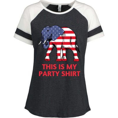 Republican Elephant This Is My Party Enza Ladies Jersey Colorblock Tee