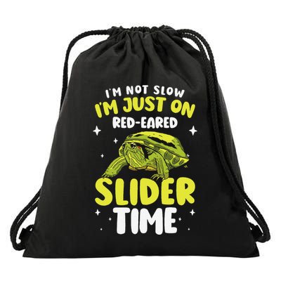 Red Eared Turtle Red Eared Funny Red Eared Slider Turtle Drawstring Bag
