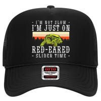 Red Eared Turtle Red Eared Funny Red Eared Slider Turtle High Crown Mesh Back Trucker Hat