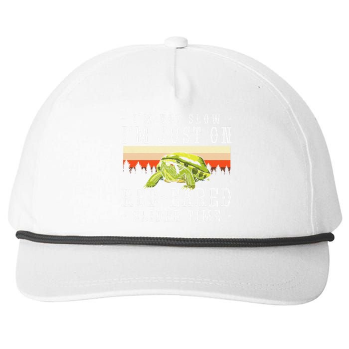 Red Eared Turtle Red Eared Funny Red Eared Slider Turtle Snapback Five-Panel Rope Hat