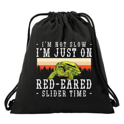 Red Eared Turtle Red Eared Funny Red Eared Slider Turtle Drawstring Bag