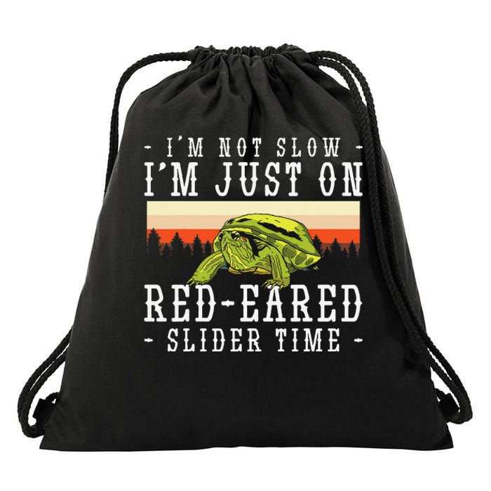 Red Eared Turtle Red Eared Funny Red Eared Slider Turtle Drawstring Bag