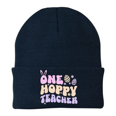 Retro Easter Teacher Cute Teachers One Hoppy Teacher Knit Cap Winter Beanie