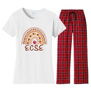 Rainbow Ecse Team Back To School Appreciation Fall Women's Flannel Pajama Set