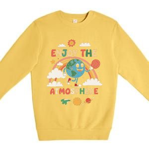 Retro Enjoy The Atmosphere Funny Earth Day Premium Crewneck Sweatshirt