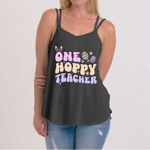 Retro Easter Teacher Cute  Teachers One Hoppy Teacher Women's Strappy Tank