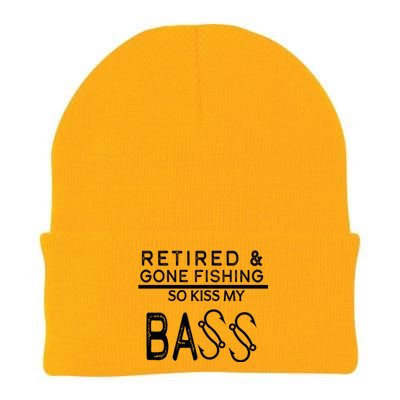 Retired And Gone Fishing Kiss My Bass Funny Knit Cap Winter Beanie