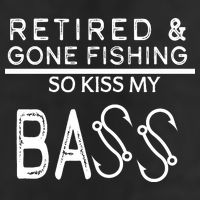Retired And Gone Fishing Kiss My Bass Funny 7 Panel Mesh Trucker Snapback Hat