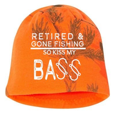 Retired And Gone Fishing Kiss My Bass Funny Kati - Camo Knit Beanie