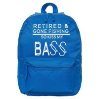 Retired And Gone Fishing Kiss My Bass Funny 16 in Basic Backpack