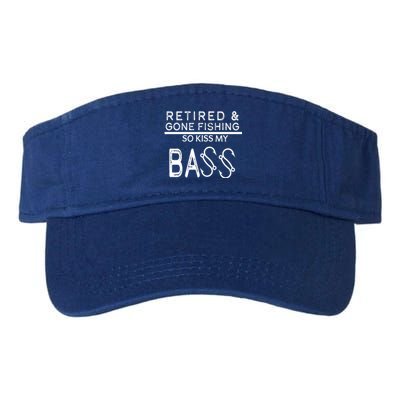 Retired And Gone Fishing Kiss My Bass Funny Valucap Bio-Washed Visor