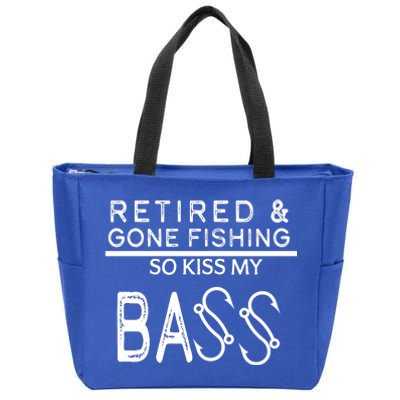 Retired And Gone Fishing Kiss My Bass Funny Zip Tote Bag