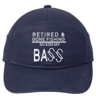 Retired And Gone Fishing Kiss My Bass Funny 7-Panel Snapback Hat