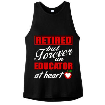 Retired But Forever An Educator At Heart Ladies PosiCharge Tri-Blend Wicking Tank