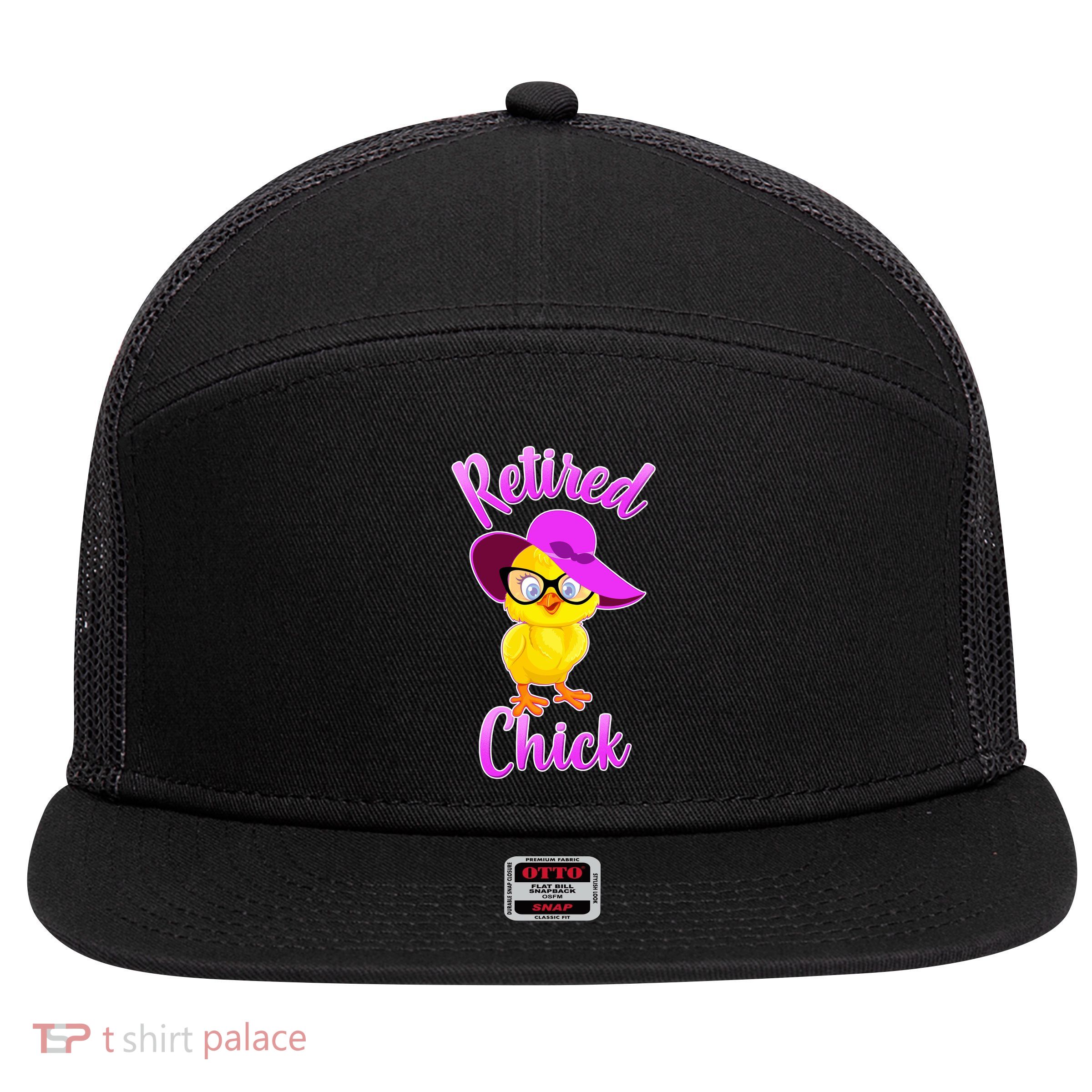 Retired Chick 7 Panel Mesh Trucker Snapback Hat