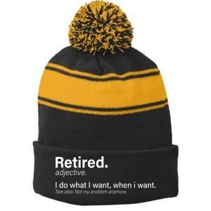 Retired Definition Stripe Pom Pom Beanie