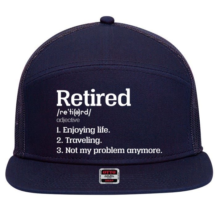 Retired Definition Funny 7 Panel Mesh Trucker Snapback Hat