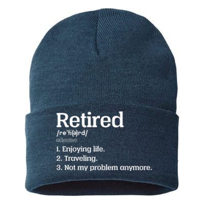 Retired Definition Funny Sustainable Knit Beanie