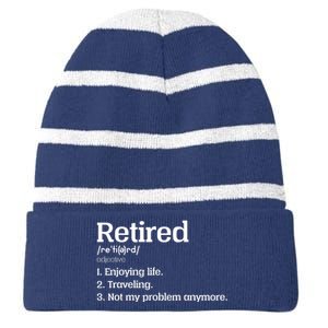 Retired Definition Funny Striped Beanie with Solid Band