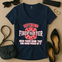 Retired Firefighter Been There Done That Women's V-Neck T-Shirt