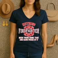 Retired Firefighter Been There Done That Women's V-Neck T-Shirt