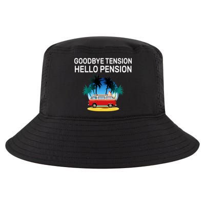 Retired Goodbye Tension Hello Pension Vacation Cool Comfort Performance Bucket Hat