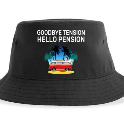 Retired Goodbye Tension Hello Pension Vacation Sustainable Bucket Hat