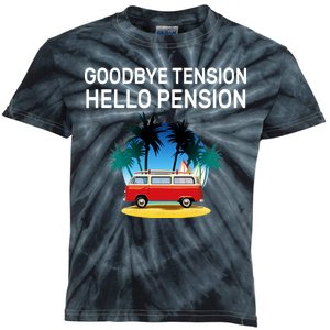 Retired Goodbye Tension Hello Pension Vacation Kids Tie-Dye T-Shirt