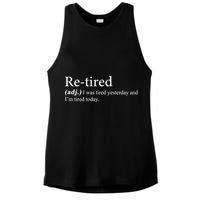 Retired I was Tired Yesterday And I'm Tired Today Ladies PosiCharge Tri-Blend Wicking Tank