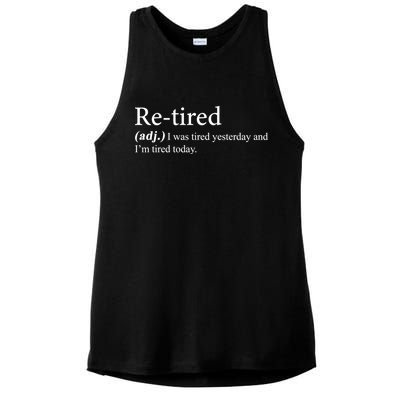 Retired I was Tired Yesterday And I'm Tired Today Ladies PosiCharge Tri-Blend Wicking Tank