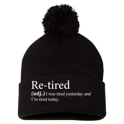 Retired I was Tired Yesterday And I'm Tired Today Pom Pom 12in Knit Beanie