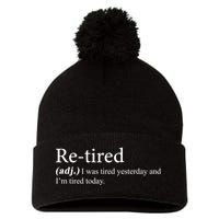 Retired I was Tired Yesterday And I'm Tired Today Pom Pom 12in Knit Beanie