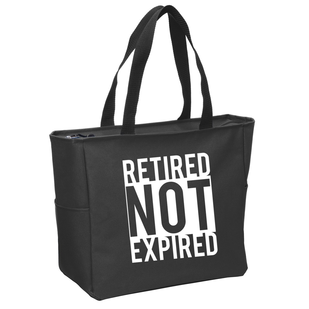 Retired Not Expired Funny Zip Tote Bag